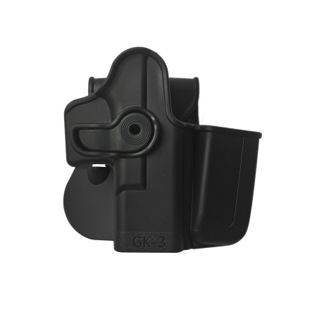 Polymer Retention Gun Holster Level 2 with integrated magazine pouch for Glock 17/19/22/23/28/31/32/36