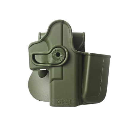 Polymer Retention Gun Holster Level 2 with integrated magazine pouch for Glock 17/19/19X/22/23/28/31/32/36/45